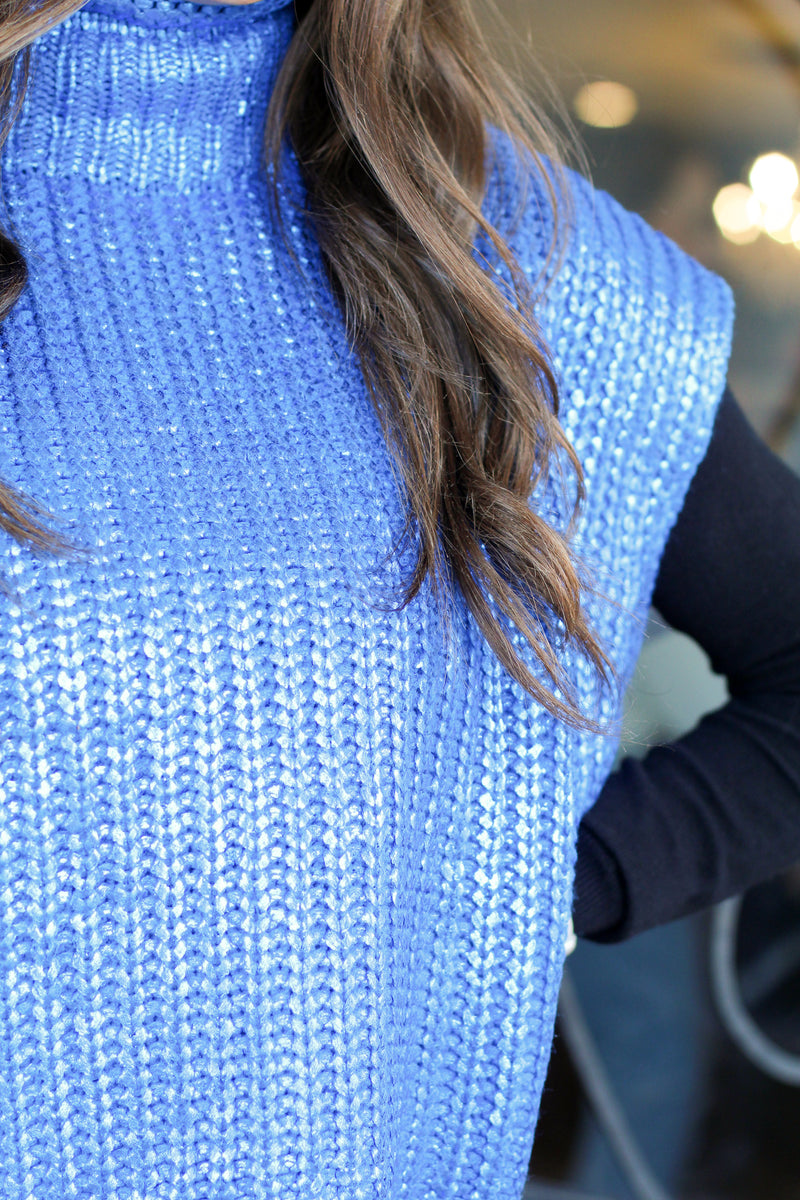 Fancy Fall Girl Sweater- Electric Blue