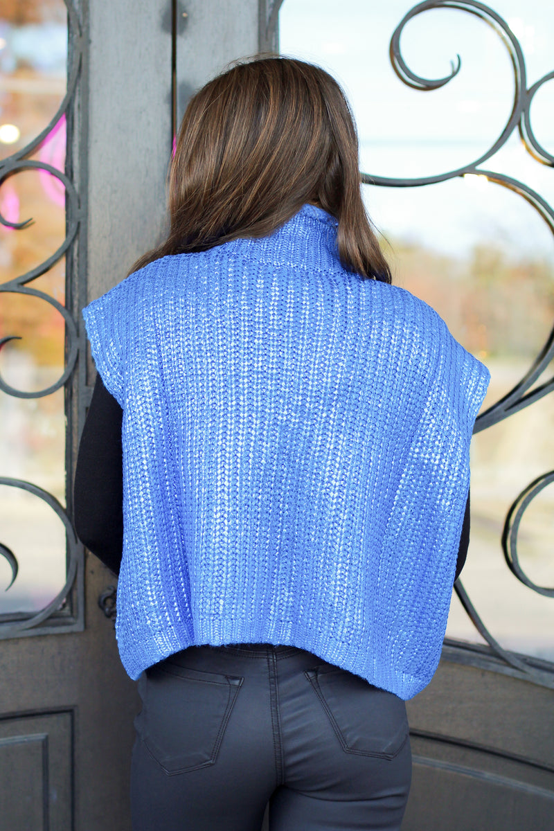 Fancy Fall Girl Sweater- Electric Blue