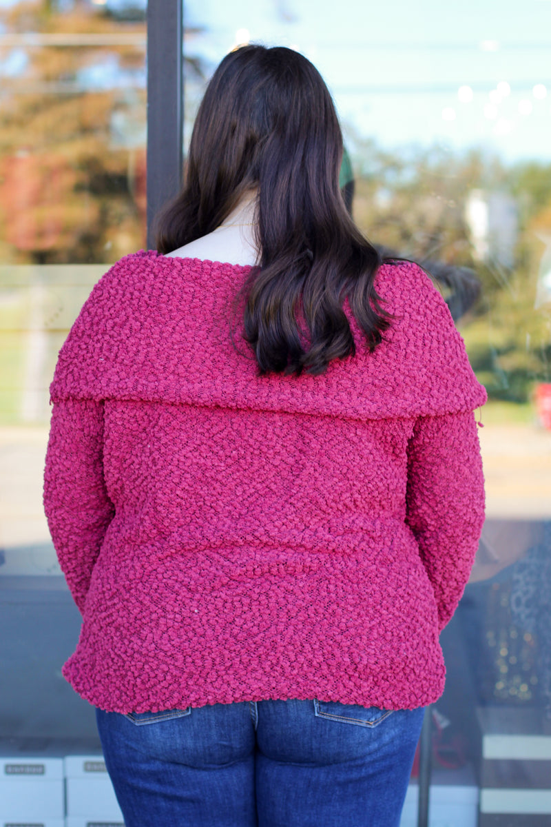 Off the Shoulder Popcorn Sweater