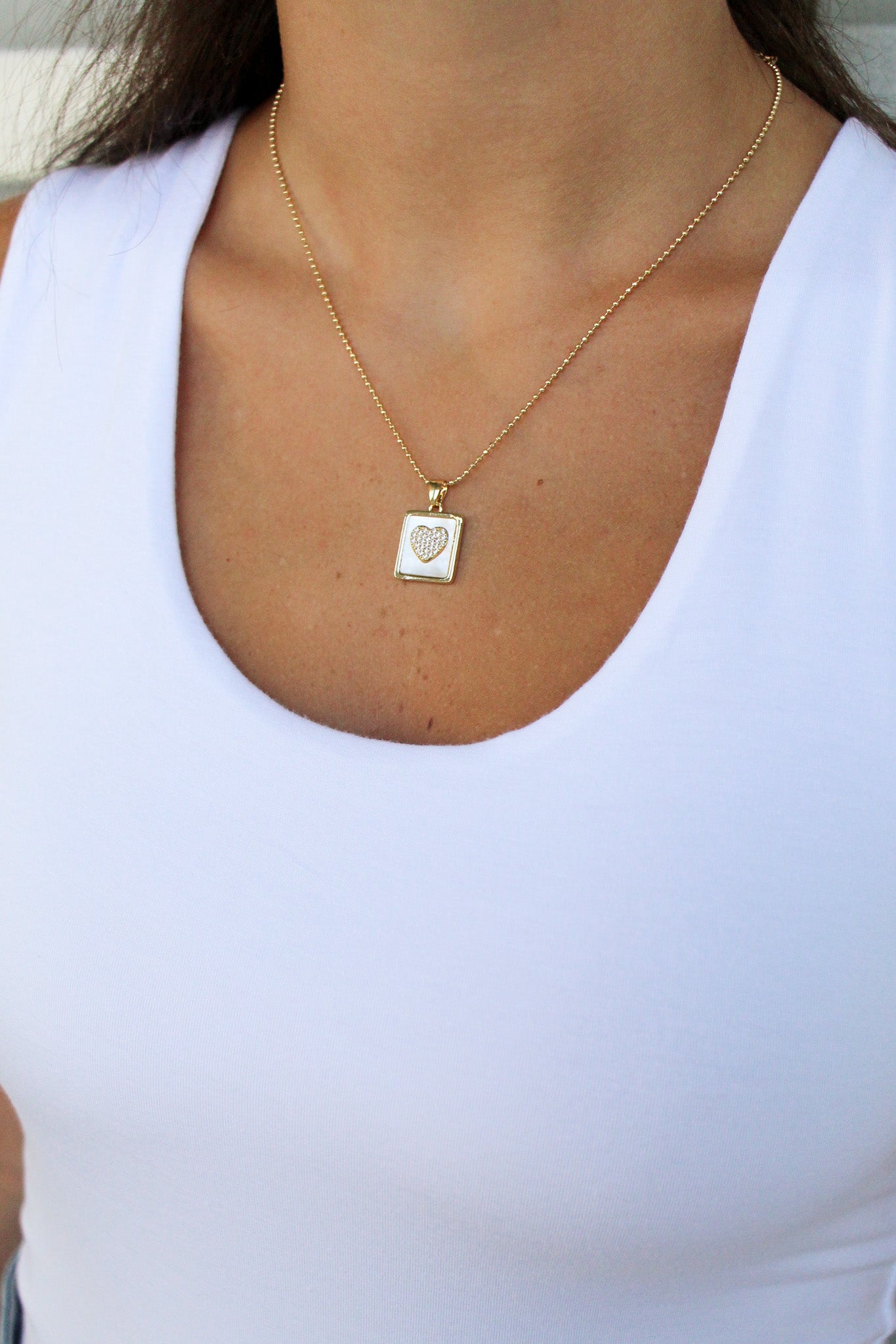Rectangle Rhinestone Pendant Necklace