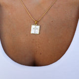 Rectangle Rhinestone Pendant Necklace