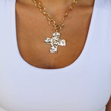 Hammered Cross Toggle Necklace