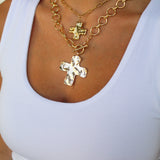 Hammered Cross Toggle Necklace