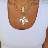 Hammered Cross Toggle Necklace