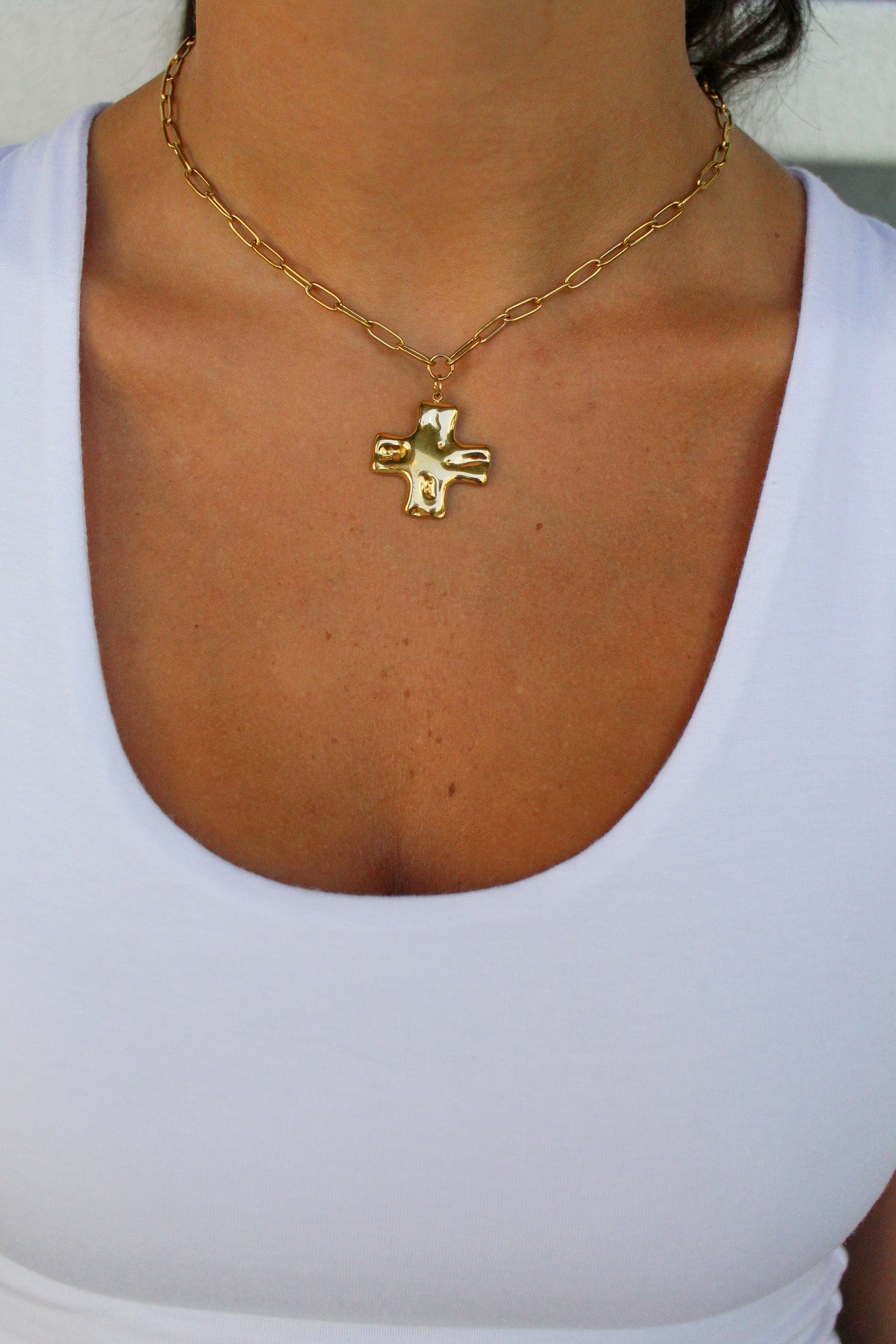 Haute Mess Hammered Cross Necklace