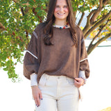 Cozy Contrast Trim Sweatshirt
