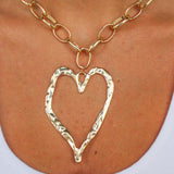 Hammered Open Heart Necklace