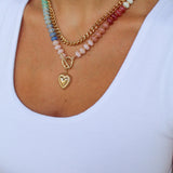Layered Beaded Heart Necklace