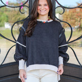 Cozy Contrast Trim Sweatshirt