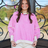 Cozy Contrast Trim Sweatshirt
