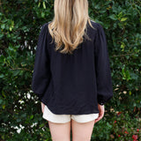 Embroidered Button Top