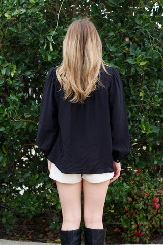 Embroidered Button Top