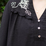 Embroidered Button Top