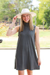 Turtleneck Tank Dress-Olive