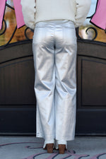 Marlene Straight Leg Jeans-Silver Metallic