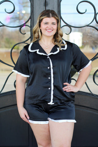 Satin Ruffle PJ Set