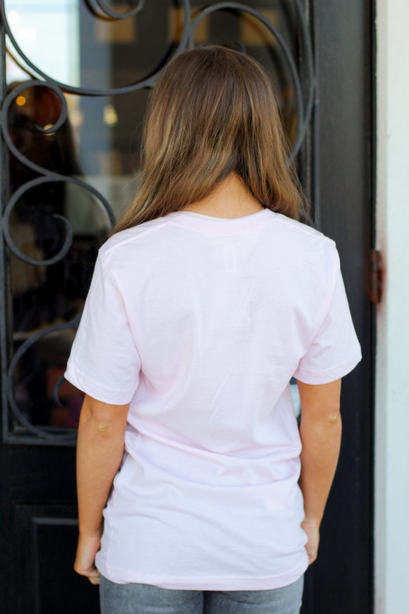 Merry Block Print Tee-Pink