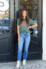 Merry Block Print Tee-Green