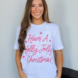 A Holly Jolly Christmas Tee-White