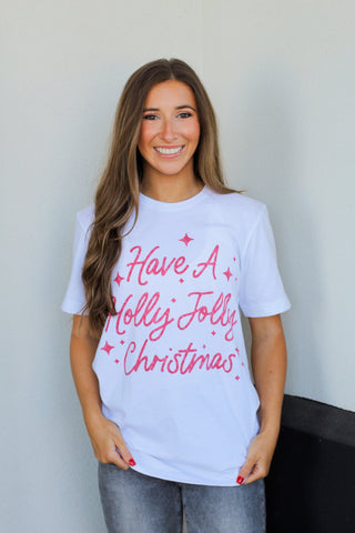 A Holly Jolly Christmas Tee-White