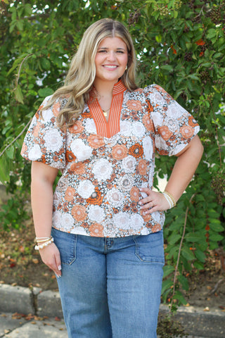 floral puff sleeve top