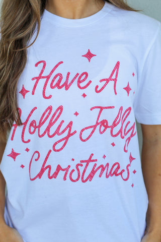 A Holly Jolly Christmas Tee-White
