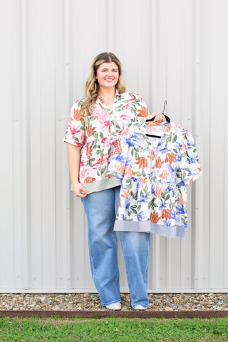 Pinstripe & Florals Babydoll Top