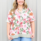 Pinstripe & Florals Babydoll Top