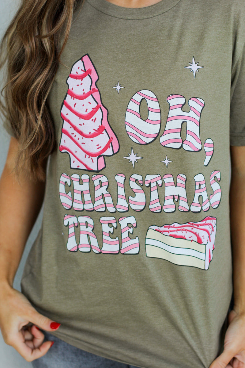 Oh Christmas Tree Snack Tee-Olive