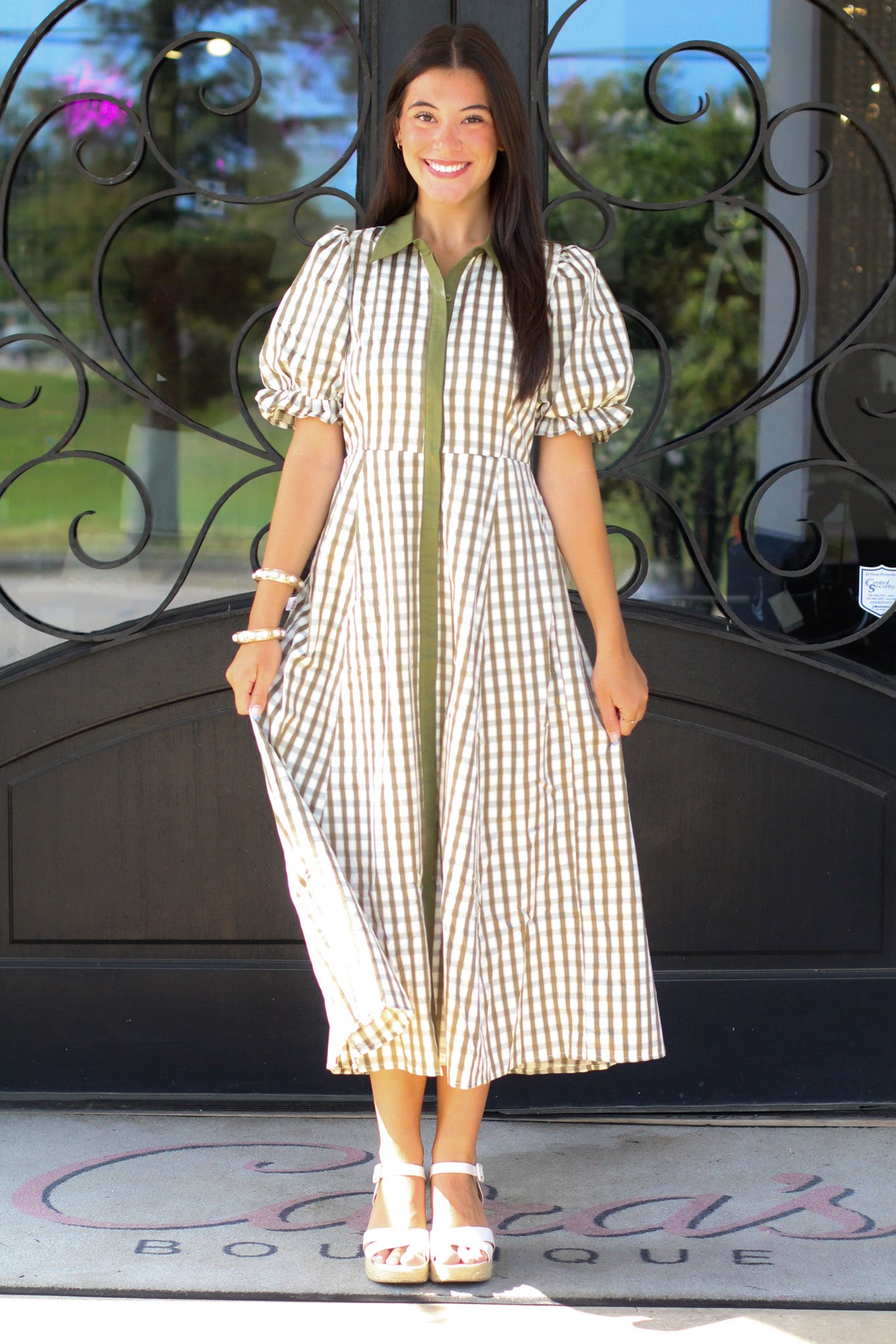 Falling for Gingham Midi Dress
