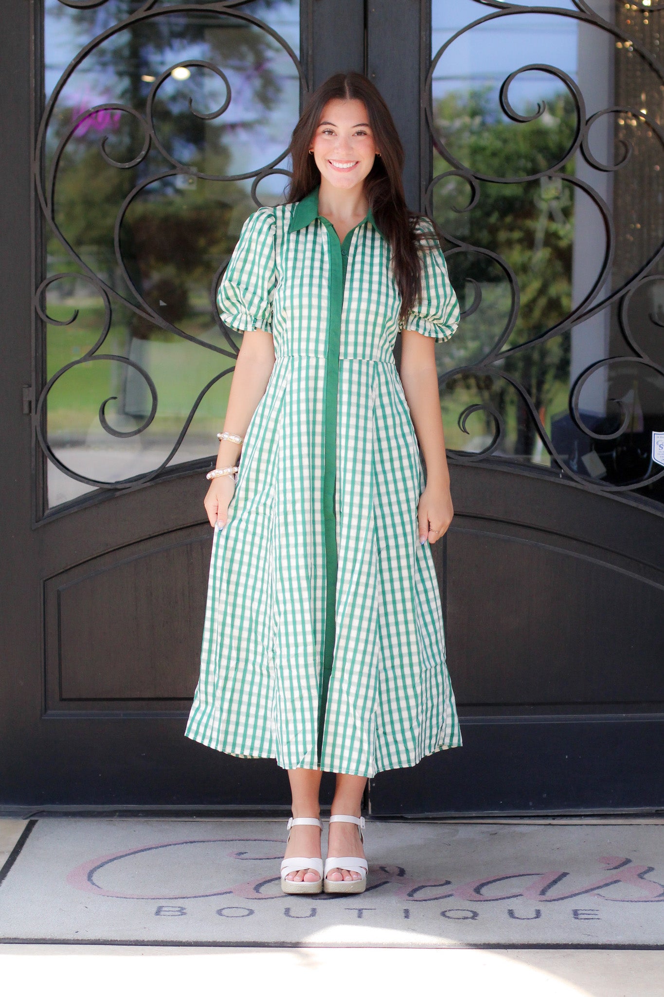 Falling for Gingham Midi Dress