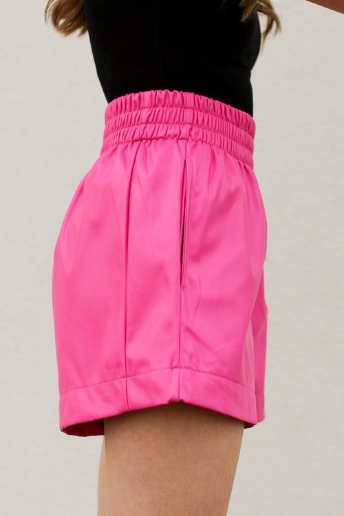 Fire Leather Shorts-Pink