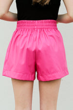 Fire Leather Shorts-Pink