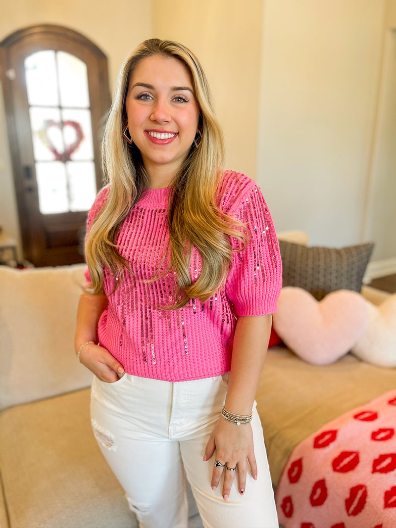 Something About Sequins Top-Pink