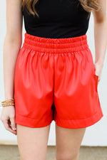 Fire Leather Shorts-Red