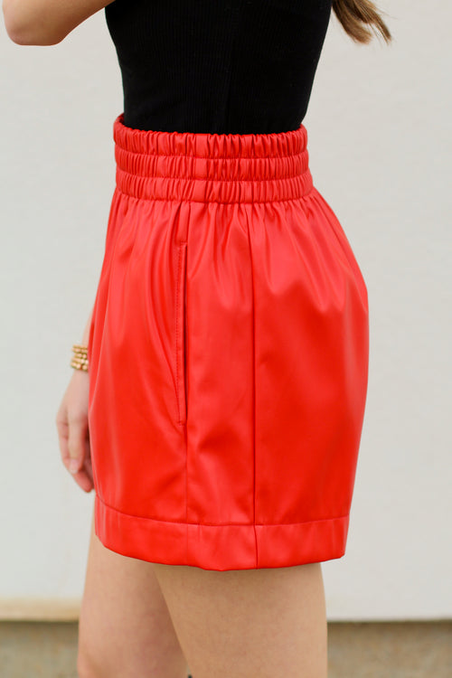 Fire Leather Shorts-Red