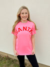 Santa Patch Tee-Neon Pink