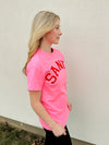 Santa Patch Tee-Neon Pink