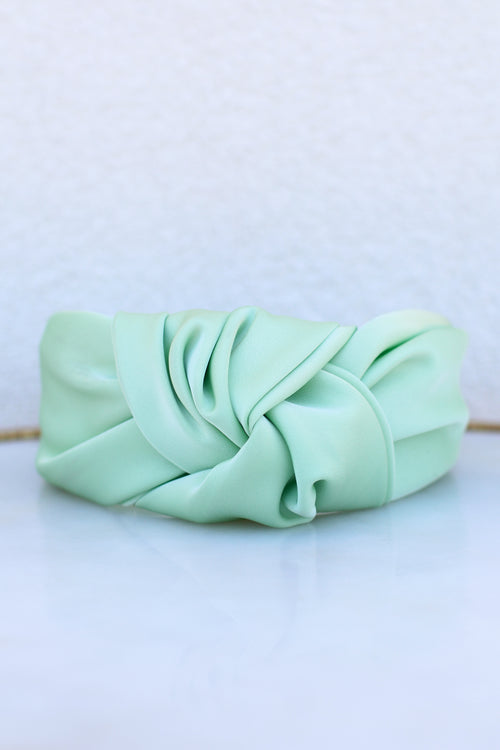 Silky Knotted Headband-Mint