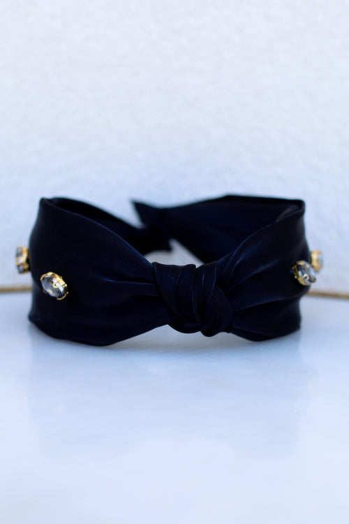 Chanel Navy Blue Cotton Tie Detail Head Band