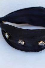 Sheer Jeweled Headband-Black
