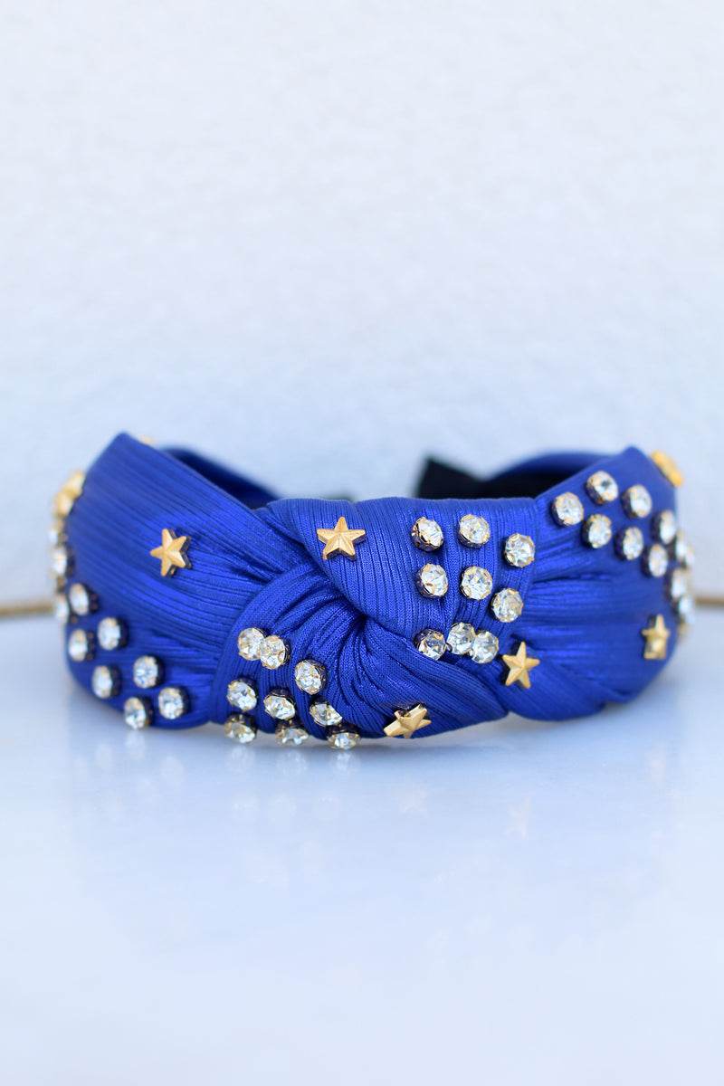 Rhinestone Star Headband-Royal Blue