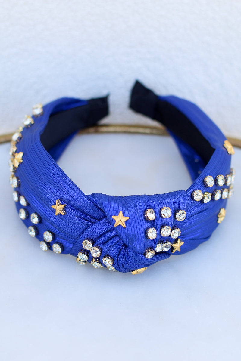 Rhinestone Star Headband-Royal Blue