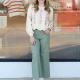 Flower Embroidered Sweater