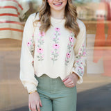 Flower Embroidered Sweater