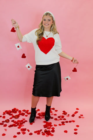 Heart Puff Sleeve Sweater