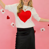 Heart Puff Sleeve Sweater