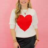 Heart Puff Sleeve Sweater
