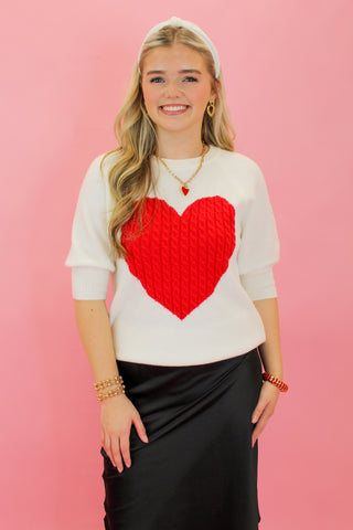 Heart Puff Sleeve Sweater