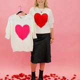 Heart Puff Sleeve Sweater